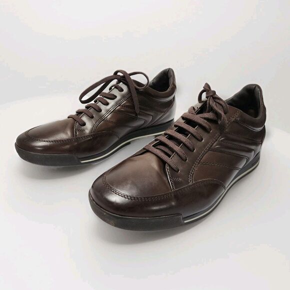 Ermenegildo Zegna Brown Nappa Leather Low Top Trainers Sneakers Mens 9.5 Italy main image 7